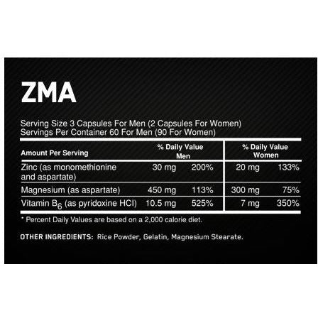 Optimum Nutrition ZMA Zinc Magnesium & Vitamin B6 - Gym Freak Supplements